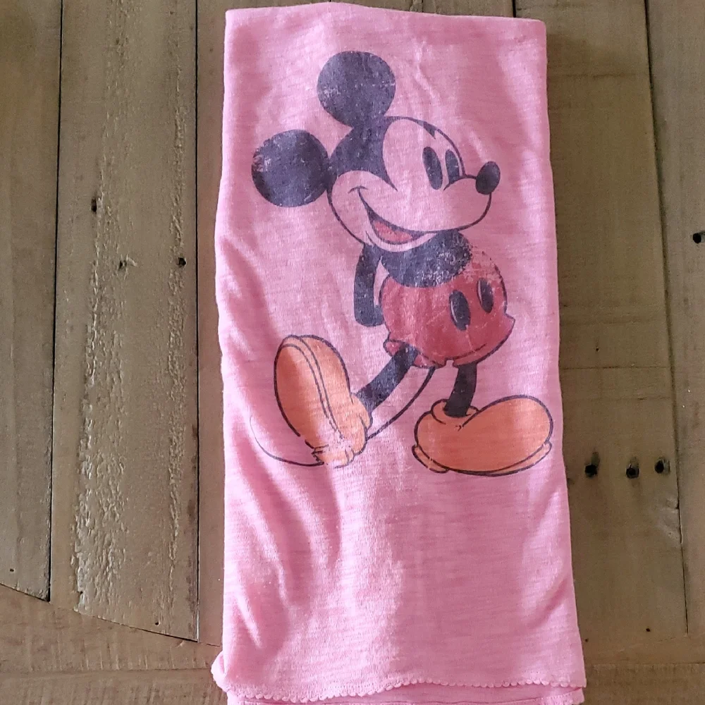 Disney Parks Scarves Set Of 2 Shawl Pink & Green Mickey Mouse Graphic